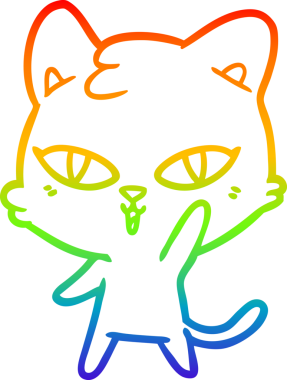 gökkuşağı gradyanı çizimi bir insan tarafından çizilmiş çizgi film kedisi
