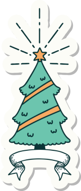 Bir insan tarafından çizilmiş dövmeli noel ağacının çıkartması.