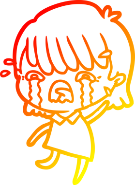 Bir insan tarafından çizilmiş ağlayan çizgi film kızı çizimi.