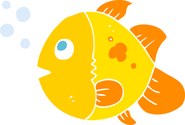 Bir insan tarafından çizilmiş balığın düz renk çizimi