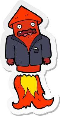 Bir insan tarafından çizilmiş iş elbisesindeki havai fişek çıkartması.