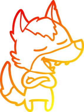 Bir insan tarafından çizilmiş gülen bir kurt çizgi çizimi.