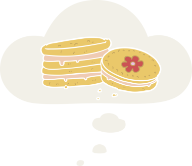 Düşünce baloncuklu çizgi film bisküvisi insan tarafından çizilmiş.