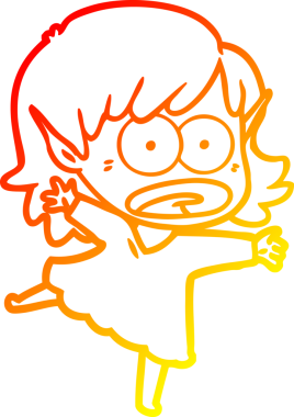 Bir çizgi film karakteri çizimi bir insan tarafından çizilmiş elf kızı şok etti.