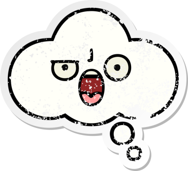 Bir insan tarafından çizilmiş tatlı bir çizgi film düşünce balonunun sıkıntılı çıkartması.