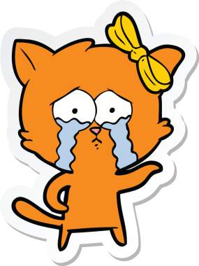 Bir insan tarafından çizilmiş çizgi film kedisinin çıkartması.