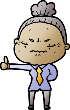 Çizgi film bir insan tarafından çizilmiş yaşlı bir kadın tarafından rahatsız edildi.