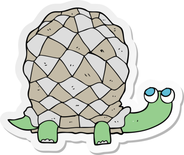 Bir insan tarafından çizilmiş karikatür kaplumbağasının çıkartması.