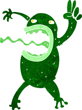 Bir insan tarafından çizilmiş çılgın bir kurbağa.