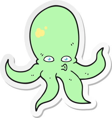 Bir insan tarafından çizilmiş ahtapotun çıkartması.