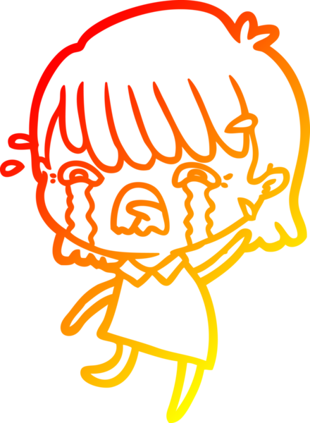 Bir insan tarafından çizilmiş ağlayan çizgi film kızı çizimi.