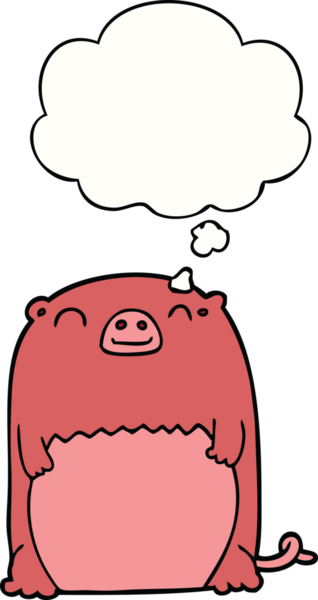 Bir insan tarafından çizilmiş düşünce kabarcığı olan çizgi film yaratığı.