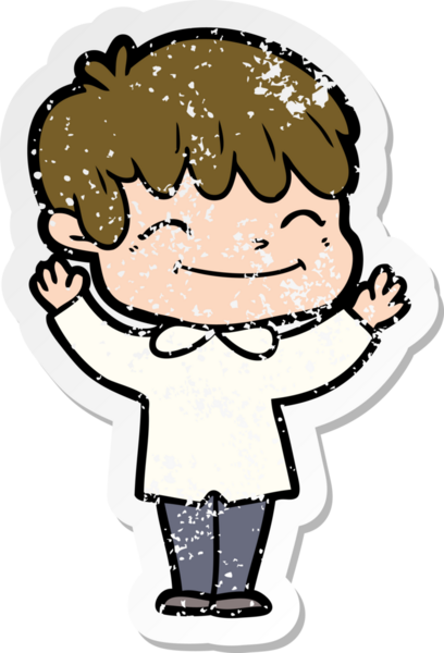 Bir insan tarafından çizilmiş mutlu bir çocuğun sıkıntılı çıkartması.