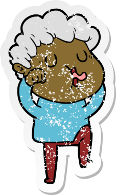 Bir insan tarafından çizilmiş bir çizgi film karakterinin sıkıntılı çıkartması.