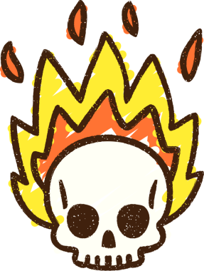 Alevli Kafatası Tebeşiri Bir insan tarafından çizilmiş