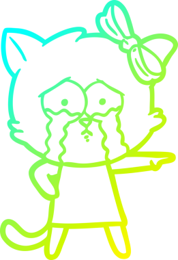 Bir insan tarafından çizilen çizgi film kedisinin soğuk gradyan çizgisi.