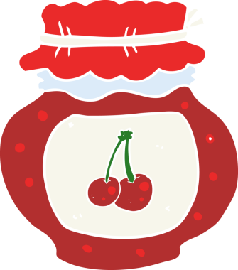 Bir insan tarafından çizilmiş kiraz reçelinin düz renk çizimi