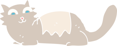 Bir insan tarafından çizilmiş kedinin düz renk çizimi