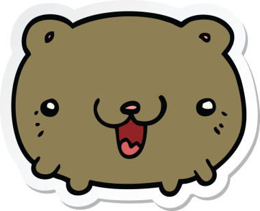 Bir insan tarafından çizilmiş komik bir ayının çıkartması.