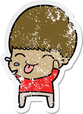 Bir insan tarafından çizilmiş, sıkıntılı bir çizgi film çıkartması.