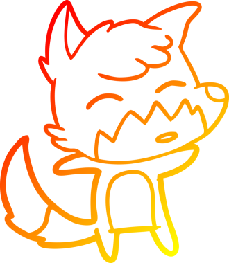 Bir insan tarafından çizilmiş bir tilkinin sıcak çizgi çizimi