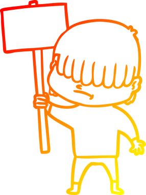 Bir insan tarafından çizilmiş dağınık saçlı bir çizgi film çocuğunun sıcak çizgi çizimi.