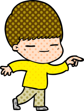 Bir insan tarafından çizilmiş kendini beğenmiş bir çocuk.