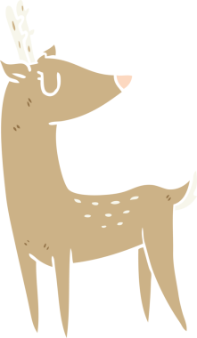 Bir insan tarafından çizilmiş düz renkli çizgi film geyiği.