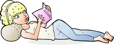 Bir insan tarafından çizilmiş kitap okuyan güzel bir kadın.