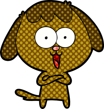 Bir insan tarafından çizilmiş şirin bir çizgi film köpeği.