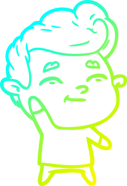 Bir insan tarafından çizilmiş mutlu bir çizgi film karakteri çizimi.