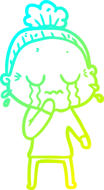 Bir insan tarafından çizilmiş ağlayan yaşlı bir karikatür çizimi.