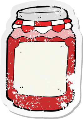 Bir insan tarafından çizilmiş reçel kavanozunun gerilimli reçel etiketi.