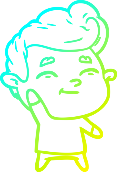 Bir insan tarafından çizilmiş mutlu bir çizgi film karakteri çizimi.