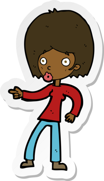 Bir insan tarafından çizilmiş bir karikatür kadının çıkartması.