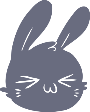 Bir insan tarafından çizilmiş düz renkli tavşan yüzü.