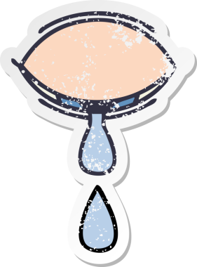 Bir insan tarafından çizilmiş, kederli bir çizgi film çıkartması.