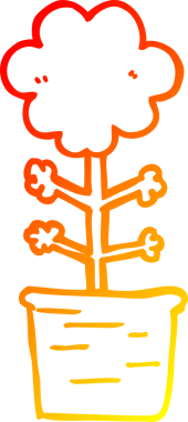 Bir insan tarafından çizilmiş sevimli bir karikatür çiçeğinin sıcak çizgi çizimi