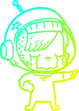 Bir insan tarafından çizilmiş ağlayan astronot bir kızın soğuk gradyan çizimi