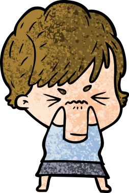 Bir insan tarafından çizilmiş, hayal kırıklığına uğramış bir kadın.