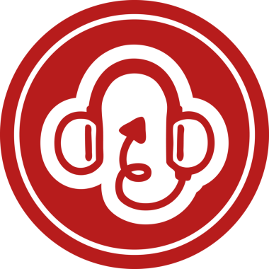 Bir insan tarafından çizilmiş şeytan kuyruklu yuvarlak simgeli müzik kulaklıkları.