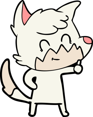 Bir insan tarafından çizilmiş çizgi film dostu tilki.