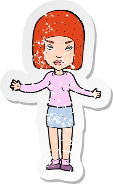 Bir insan tarafından çizilmiş kızgın bir karikatürün gerilimli çıkartması.