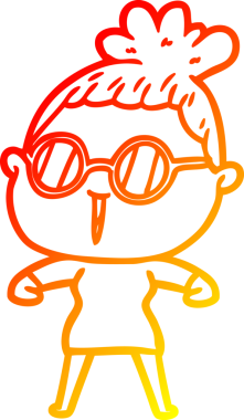 Bir insan tarafından çizilmiş gözlüklü bir karikatür kadın çizimi.