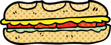 Bir insan tarafından çizilmiş çizgi roman tarzı lezzetli bir sandviç.