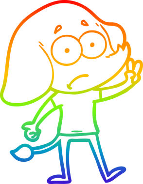 gökkuşağı gradyan çizgi çizimi bir insan tarafından çizilmiş belirsiz bir fil