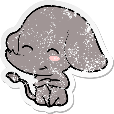 Bir insan tarafından çizilmiş şirin bir filin sıkıntılı çıkartması