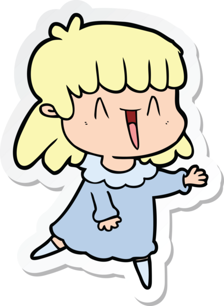 Bir insan tarafından çizilmiş bir karikatür kadının çıkartması.