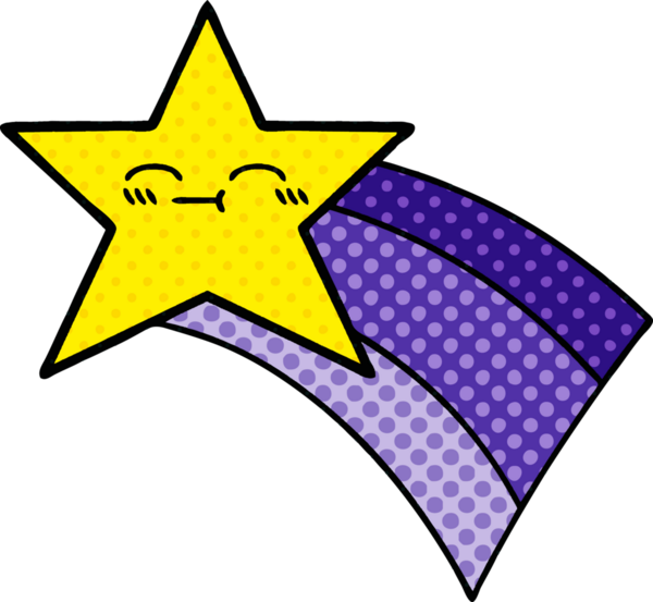 Bir insan tarafından çizilmiş kayan gökkuşağı yıldızının çizgi filmi.