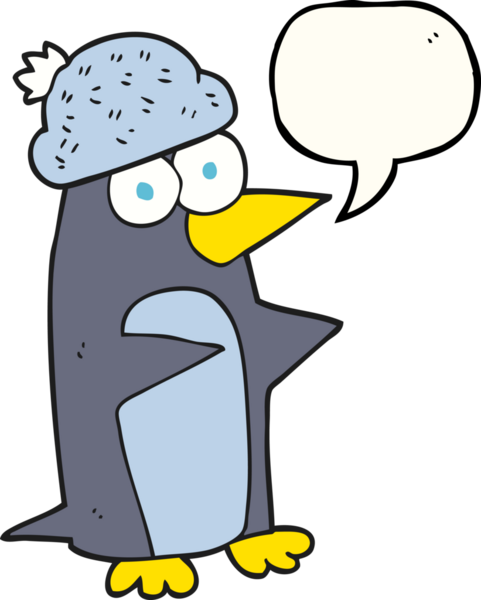 Bir insan tarafından çizilmiş serbest konuşma balonu karikatürü pengueni